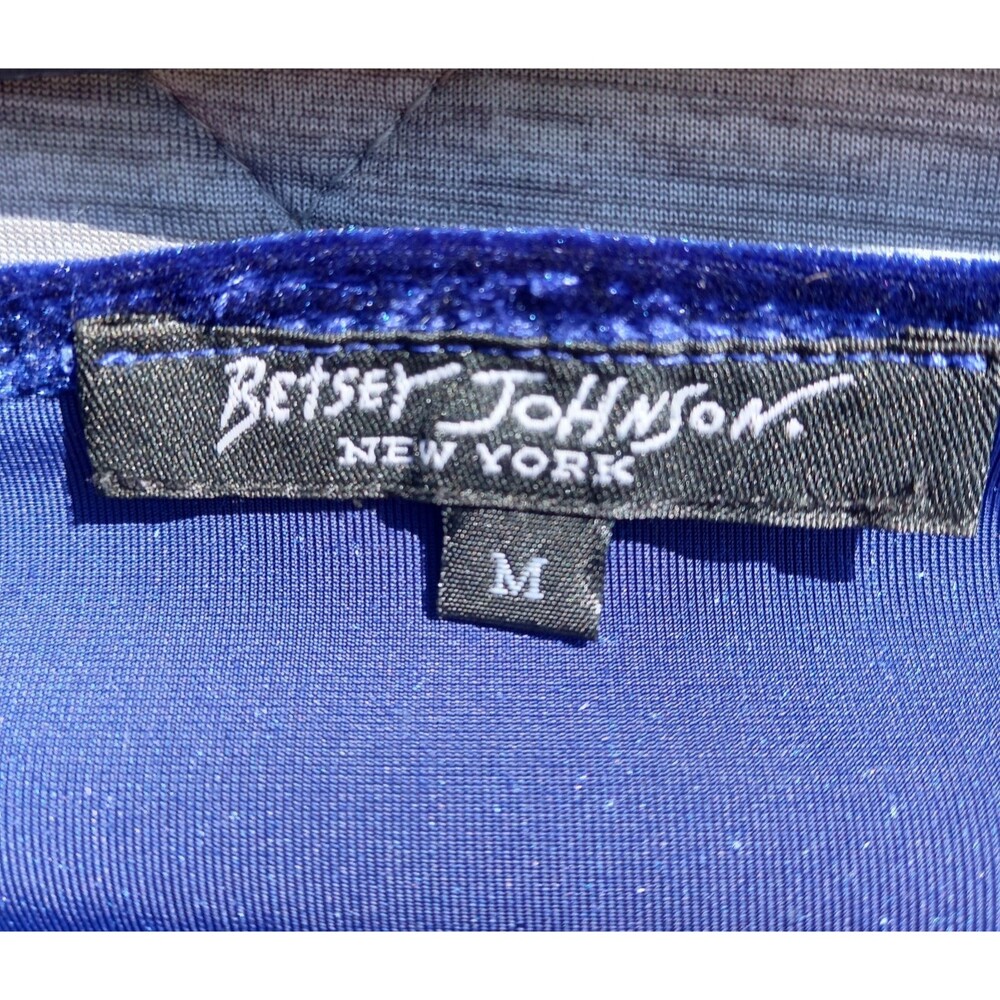 Vintage 90's Black Label Betsey Johnson Strapless Blue Stretch Velvet Dress Rare